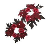 Toyvian 2 Piezas Anillos de Vela Artificiales Arce Realistas Anillos Decorativos para Candelabros para Velas Pilares Adornos para Fiestas de Otoño y Acción de Gracias