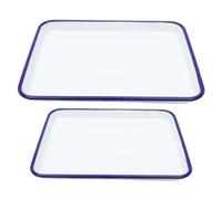 Toyvian 2 Piezas Bandeja para Hornear Esmaltada de Color Claro Rectangular de 26x18cm y 30x20cm, Resistente al Calor, Antiadherente y Vintage, Adecuada para Hornear Pasteles y Asar Carne
