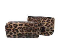 Toyvian 2 Piezas Bolsa de Maquillaje Portátil con Estampado de Leopardo Pack Gran Capacidad Organizador Multifuncional para Cosméticos y Aseo para Viajes y Uso Diario