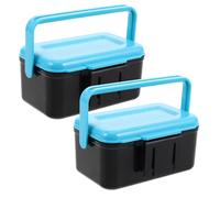 Toyvian 2 Piezas Cajas de para Pesca con Asa Azul Ergonómica Contenedores Impermeables para Gusanos Organizadores Portátiles de con Pinzas y Bolsa de Cintura para Señuelos y Anzuelos