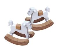 Toyvian 2 piezas de miniatura de caballo balancín de madera accesorios para casa de muñecas Mini columpio de madera para casa de muñecas 1:6/1:12 DIY decoración y decoración de mesa pequeño caballo de
