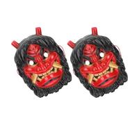 Toyvian 2 Piezas Máscara de Demonio Japonesa para Halloween de Plástico Rojo, Reutilizable y Cómoda para Fiestas de Disfraces y Cosplay en Interiores