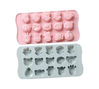 Toyvian 2 piezas Molde de Silicona para Repostería con Cavidades Forma de Animales Molde para Postres y Helados Resistente Fácil de Desmoldar de Azul y Rosa para Uso Doméstico y DIY