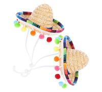 Toyvian 2 Piezas Sombreros Mexicanos Pequeños de Paja para Fiesta Decorativos con Cinta Ajustable para Carnaval y Cotillones Accesorios Tradicionales para Disfraces y Celebraciones