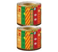 Toyvian 2 Rollos Borde Decorativo Navideño para Libros, 2 Rollos, Cartón, | Escuela y Hogar, Instalación Sencilla, Uso Estacional Invierno, Diseño Temático de Libro