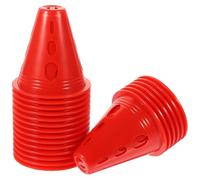 Toyvian 20 Conos de Plástico para Entrenamiento de Patinaje, 8 Cm, 20 Piezas, Color Rojo Orificios Antiviento, Conos de Agilidad para Deportes al Aire Libre y Señalización de Pista