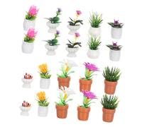 Toyvian 20 Piezas Miniature Resin Potted Plants Figurines Lifelike Mini Dollhouse Decorations For Indoor Micro Landscape Low Maintenance Plant Pot Ornaments