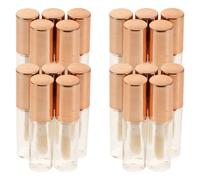 Toyvian 20 Piezas Tubos Vacíos de Brillo de Labios Reutilizables Plástico Transparente para Bálsamo Labial y Aceites Mini Envases Cosméticos para Viaje y DIY Rosa Dorado