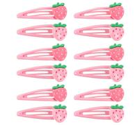 Toyvian 24 pinzas para el pelo con forma de fresa para niña, de metal rosa, con broches, accesorios para el pelo con forma de fruta de dibujos animados para niñas, adolescentes y mujeres, para fiestas