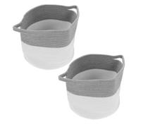 Toyvian 2piezas Cestas De Almacenamiento De Algodón Trenzado Asas Organizador Multiusos Para Juguetes Ropa y Lavandería Para Habitaciones Infantiles y Hogar