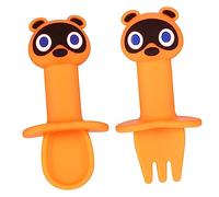 Toyvian 2piezas Cubiertos Para Bebés De Alimenticio Tenedor y Cuchara De Diseño De Cartoon Accesorios De Alimentación Infantil