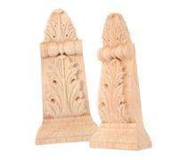 Toyvian 2piezas Decoración Madera Tallada Sin Pintar Aplique para Muebles Puertas Armarios Estilo Europeo DIY