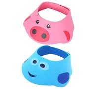 Toyvian 2piezas Gorros de Champú Ajustables Visera Protectora para Lavar el Pelo la Ducha Color Rosa y Azul para Baño Infantil