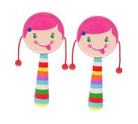 Toyvian 2piezas Juguete Musical De Madera Para Bebés De Sonajero De Diseño De Dibujos Animados Juguete De Agarre Para Estimular Coordinación y Comunicación Infantil