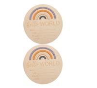 Toyvian 2piezas Tarjetas Mensuales para Bebé de Círculos de Madera para Anuncio de Nacimiento y Tarjetas de Desarrollo