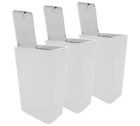 Toyvian 3 Cubos de Basura Delgados con Tapa a Presión, 10 Litros, Plástico Resistente, Color Claro, para Cocina, Oficina y Baño, Bote de Basura con Diseño Compacto para Espacios Estrechos