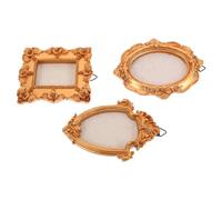 Toyvian 3 Mini Marcos Vintage Dorados Imán para Nevera, Pequeños Marcos de Fotos Vintage de Resina, Decoración Creativa para Refrigerador y Hogar, Soporte Magnético para Fotos