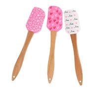 Toyvian 3 Piezas Espátulas de Silicona para Cocina con Diseño Corazón Mango Madera Raspador Crema Suave para Repostería y Decoración de Pasteles Fácil Limpieza para Uso Doméstico