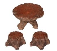Toyvian 3 Piezas Miniatura de Muebles de Jardín de Madera para Uso Exterior con Mesa y Sillas Pequeñas para Patio y Césped