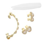 Toyvian 3 Piezas Parrillas de Halloween con Diseño de Diente de Zirconia Forma de Corazón Joyas de Dientes de Hip Hop Unisex para Disfraces y Fiestas