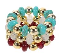 Toyvian 3 Piezas Pulseras Geométricas Acrílicas Pulseras Elásticas Apilables para Mujer Brazaletes de Cuentas Bicolor para Verano y Playa Diseño Irregular y Ligero