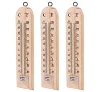 Toyvian 3 piezas Termómetro de Pared de Madera Preciso para Interiores y Exteriores Medidor de Temperatura para Hogar Oficina Invernadero y Jardín Fácil Lectura y Colgado