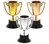 Toyvian 3 Trofeos Mini Decorativos para Deportes Infantiles, Premios de Trofeos de Diseño Compacto y Plástico Resistente, Ideales para Motivar en Competiciones y Fiestas