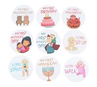 Toyvian 32 Piezas pegatinas mensual pegatinas bebé pegatinas de vacaciones pegatinas recuerdo huella recién nacido pegatinas bebé mensualmente pegatinas infantil pegatinas