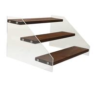 Toyvian 3nivel Estantería Exhibidora De Madera y Acrílico Soporte Escalonado para Figuras y Colecciones Organizador Decorativo para Escritorio y Hogar