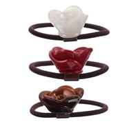 Toyvian 3piezas Coletero de Rosa para Mujeres y Niñas Accesorios Elásticos con Flores Cabello sin Dañar el Pelo para Peinados de Fiesta y Bodas Colores Rojo Milk y Chocolate