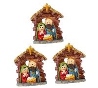 Toyvian 3piezas Estatua Miniatura De Jesús Pesebre Decoración Navideña Creativa para Estantes y Oficinas Adorno Religioso De Resina