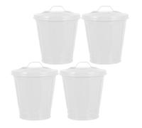 Toyvian 4 Cubos de Basura de Hierro con Tapa para Escritorio Mini Contenedor Redondo Blanco de 9X95 CM Ahorro de Espacio para Oficina Cocina y Baño Set de 4 Unidades