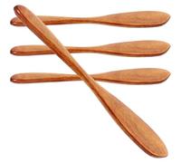 Toyvian 4 Espátulas Untadoras de Mantequilla de Madera Natural, Cuchillos Esparcidores Grandes para Mermelada, Queso y Crema, Juego de Cocina Ecológico para Desayuno, Color Laca Oscuro