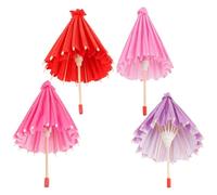 Toyvian 4 Mini Paraguas de Papel de Aceite para Manualidades, Decoración Colgante DIY, 20 Cm, Colores Rosa, Fucsia, Rojo y Morado, Juguete Educativo Creativo Jardín de Infantes