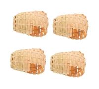 Toyvian 4 Nidos De Bambú para Pájaros Jaula para Pájaros Hecha A Mano con Ganchos Colgantes Nidos para Colibríes Refugio Tejido para Jardín Al Aire Libre