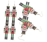 Toyvian 4 Pares Wooden Christmas Jewelry For Women Unique Holiday Dangle Earrings For Xmas Parties And Stocking Fillers