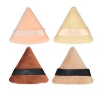 Toyvian 4 Piezas Borla de Maquillaje Facial Triangular de Algodón con Correa, Esponja Lavable para Polvos Sueltos y Compactos en Cara, Uso Húmedo y Seco para Maquillaje Color Aleatorio