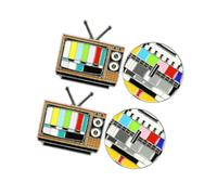 Toyvian 4 piezas Broches para Mujer Pequeños Forma de Televisor Dos Patrones Accesorios Creativos para Fiesta y Decoración de Banquetes