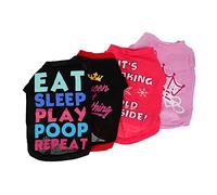 Toyvian 4 Piezas Chaleco de Camiseta de Mascota Ropa de Mascota Traje de Verano para Perros Chaleco de Perros Cachorro Camisa de Perro de Manga Corta Lindo Perro Camisas poliéster algodón