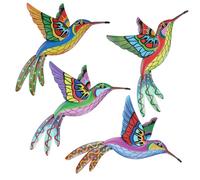 Toyvian 4 Piezas Decoración de Pared de Colibríes de Hierro Juego para Jardín Patio y Sala de Estar Esculturas Metálicas de Aves Ornamental