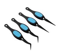 Toyvian 4 Pinzas de Manicura de Acero Inoxidable y Plástico Negras, Pinzas Inversas de Precisión para Diseño de Uñas, Uso en Casa y Salón, para Profesionales y Principiantes