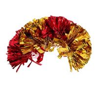 Toyvian 4 Pompones de Animadora Metálicos, Colores Rojo y Dorado, Diseño Ligero y Duradero, Accesorios para Baile y Animación Deportiva, Adecuado para Eventos Escolares y Decoración de