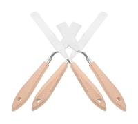 Toyvian 4 Raspadores para Pintura al Óleo y Acuarela Mango de Madera Espátulas de Acero Inoxidable para Mezclar Colores Herramienta Artística para Artistas y Estudiantes Set de 4
