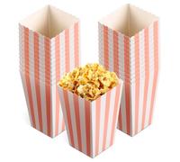 Toyvian 48 piezas Cajas de Cartón para de Maíz Unidades Contenedores Individuales de Papel con Diseño Rayas Rosa para Fiestas Snacks y Aperitivos