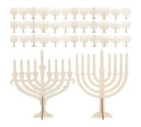 Toyvian 48 Piezas Candelabro de Madera sin Terminar Menorá de Hanukkah, Adecuado para Manualidades DIY y Decoración de Mesa en Fiestas Judías