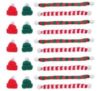 Toyvian 48 Piezas Mini Gorros de Punto y Bufandas de Navidad para Manualidades Adornos Pequeños para Árbol Gorros de Papá Noel Diminutos de Lana Accesorios DIY para Muñecos y Decoración
