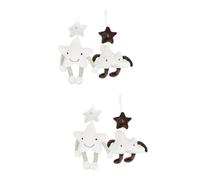 Toyvian 4piezas Adorable Crib Pendant Wind Chime for Nursery Bright Fabric Mobile Décor with Stars and Clouds for Strollers and Photography Props