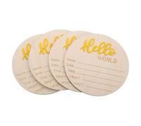 Toyvian 4piezas Tarjeta de Nacimiento Madera para Anuncio Llegada Recién Nacido Shower Niña Niño Decoración Guardería Foto