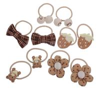 Toyvian 5 Pares de Coleteros Elásticos para Niña Gomas Pelo Lazos de Flores Decorativos en Color Café Accesorios Cabello Suaves Daño Ideales para Uso Diario y Fiestas