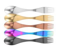 Toyvian 5 Piezas Spork de Acero Inoxidable Cubiertos Portátiles Combinados con Diseño Ergonómico y Acabado Espejo para Uso Doméstico y Restaurante